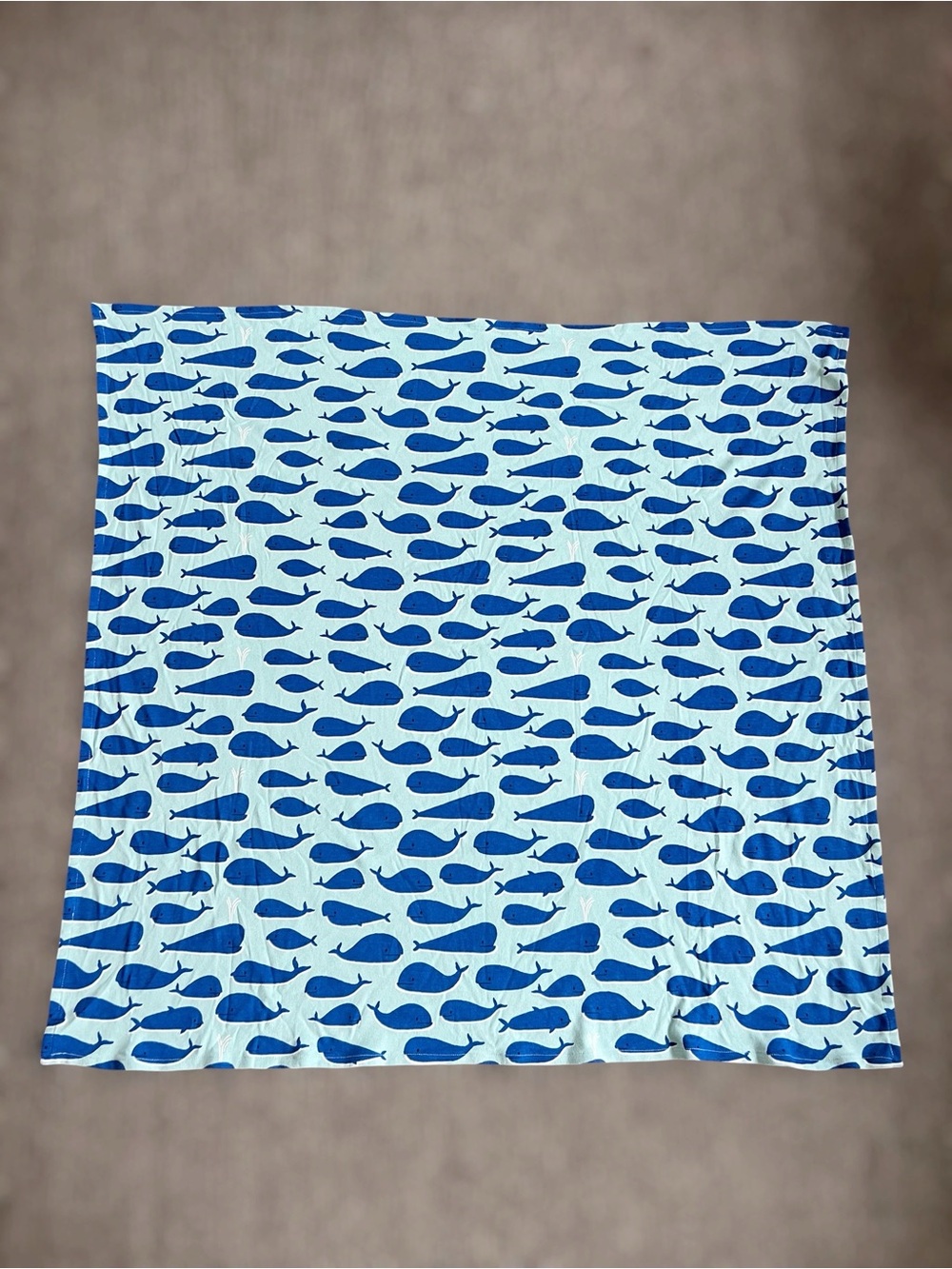 Hanna Andersson Whale Print Swaddle Blanket Light Blue Navy Organic Cotton